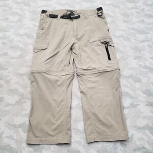 B.C Clothing Convertible Pants Mens XL/30 Tan Cargo Pockets Belted Outdoors